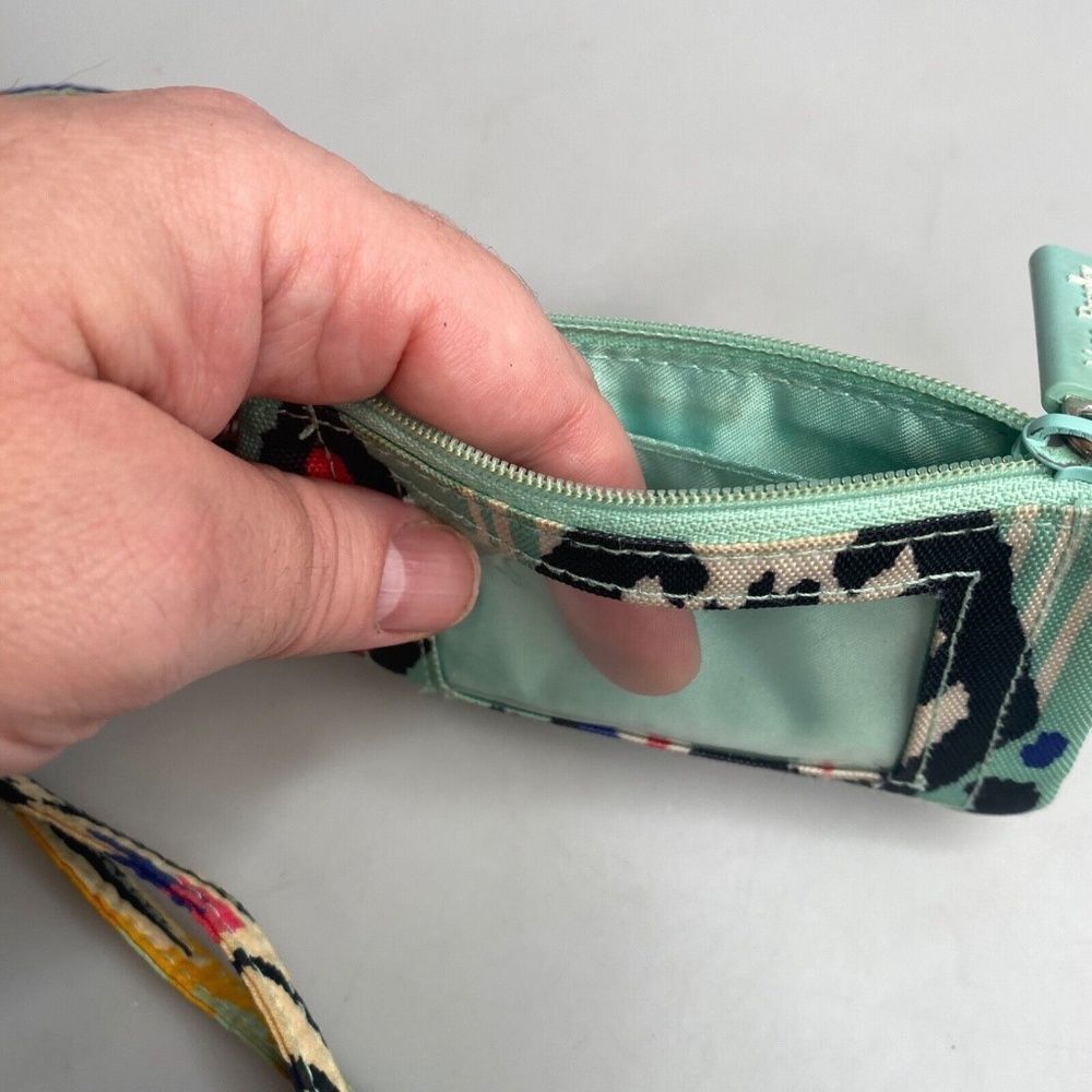 Vera Bradley Zip ID Wallet Card Holder Slots Lanyard Medallion Key Ring Teal - Picture 7 of 9